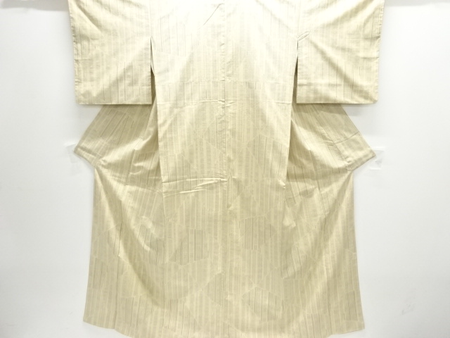 JAPANESE KIMONO / ANTIQUE KIMONO / SILK / TSUMUGI / WOVEN STRIPE